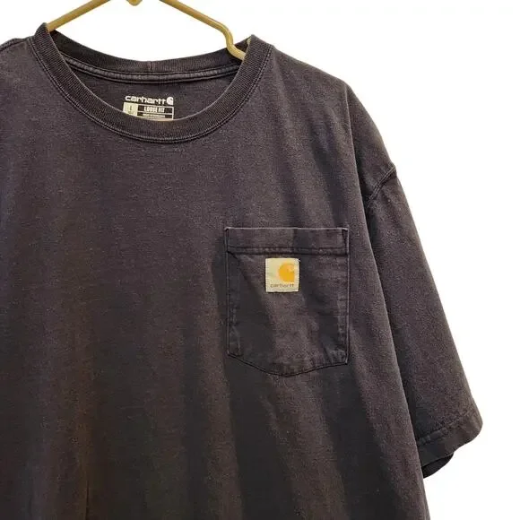 Carhartt Navy Blue Short Sleeve Crewneck Pocket Tee Casual Work T-Shirt Size LT - Picture 2 of 5